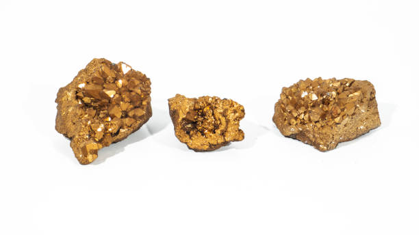 istock Natural Quartz Gold Titanium Agate Crystal Cluster Bare. Raw Stone Mineral Specimens 1208643312