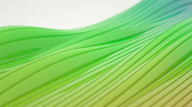 istock Smooth and soft green waves and lines. Abstract geometry background. 3d rendering. 1208649344