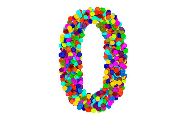 istock Number 0 from confetti. 3D rendering isolated on white background 1208649743