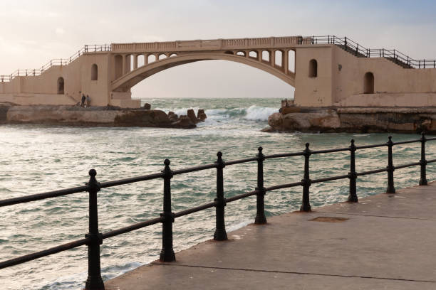 istock Landscape with coastal railings and Montazah bridge 1208651600