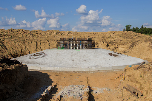 Cement foundation for a new wind turbine.