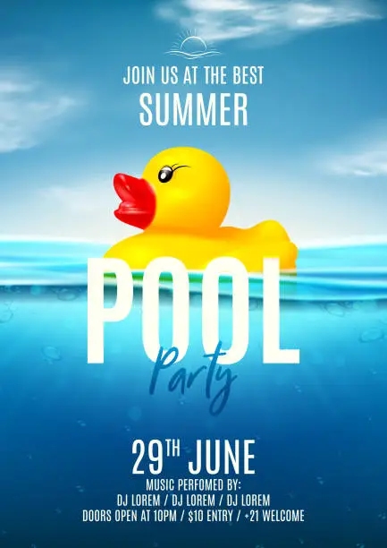 Vector illustration of Summer pool party poster template