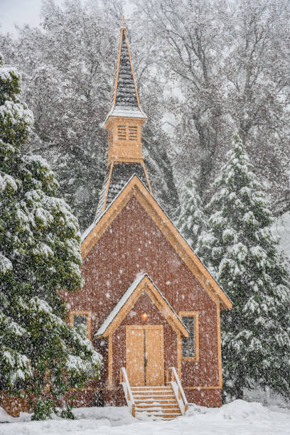 istock Yosemite Valley Chapel In Snow Storm 1208656813