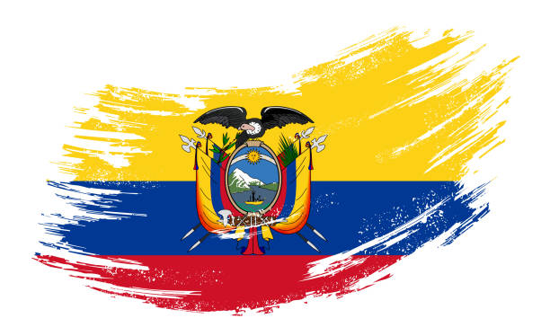 ilustraciones, imágenes clip art, dibujos animados e iconos de stock de bandera ecuatoriana grunge pincel fondo. ilustración vectorial. - ecuador