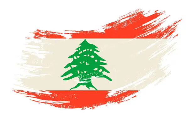 Vector illustration of Lebanese flag grunge brush background. Vector illustration.