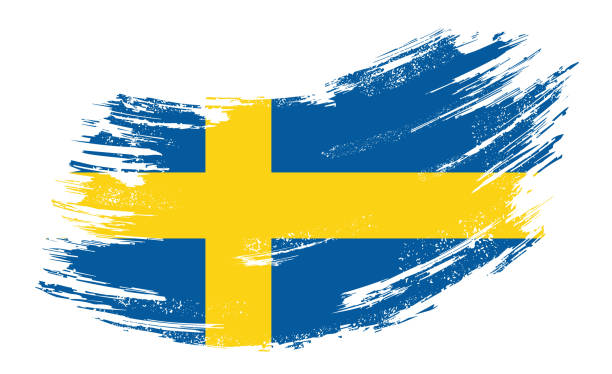 Swedish flag grunge brush background. Vector illustration. Swedish flag brush stroke grunge background. Vector illustration. swedish flag stock illustrations