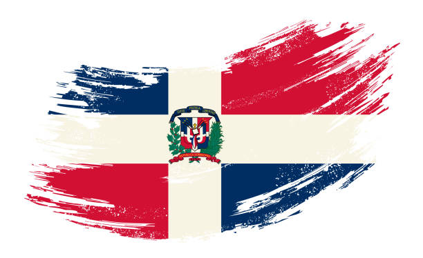 ilustrações, clipart, desenhos animados e ícones de fundo de escova grunge da república dominicana. ilustração vetorial. - dominican flag