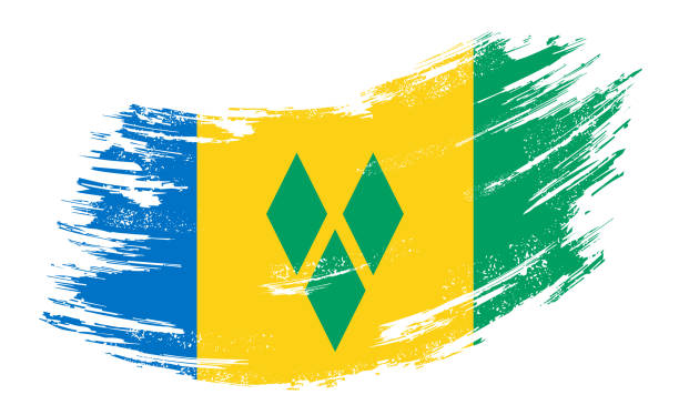 Saint Vincent and the Grenadines flag grunge brush background. Vector illustration. Saint Vincent and the Grenadines flag brush stroke grunge background. Vector illustration. flag of saint vincent and the grenadines stock illustrations