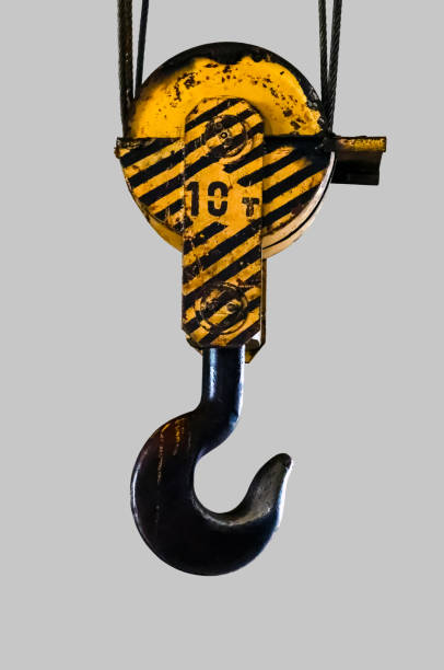 istock Industry. Metal hook with lifting cable mechanism. Close-up. 1208660975