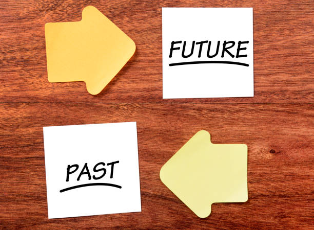 istock past and future written note papers on the desk 1208661084