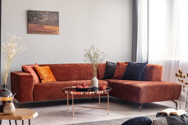 istock Elegant living room interior with comfortable sofa, real photo 1208661693