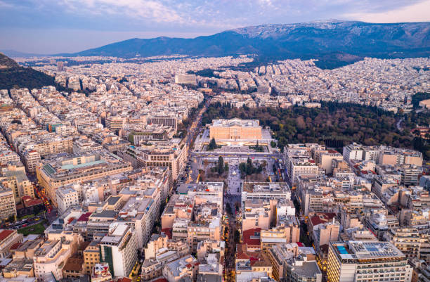 istock Athens downtown Syntagma square at dusk 1208663837