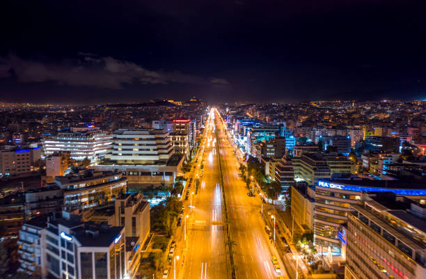 istock Athens Greece Syggrou Avenue downtown at night 1208664919