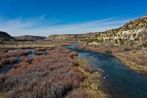 An aerial view of the San Jaun River located in New Mexico.