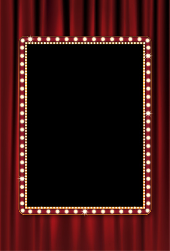 Vector illustration of a red curtain with a vintage marquee on top