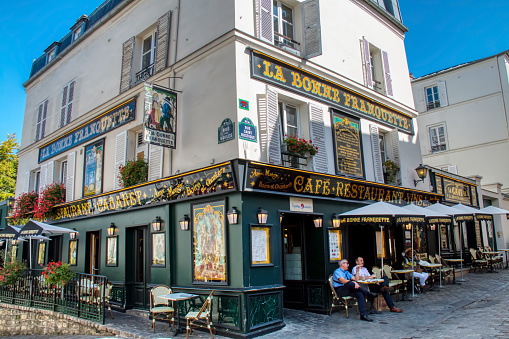 Paris, France - September 20, 2019: Picturesque restaurant located in the Montmartre district of Paris