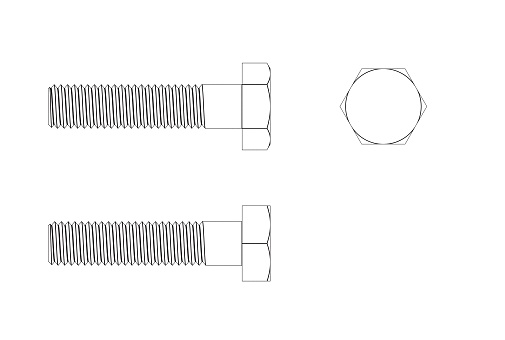 3d renderings of hex bolts isolated