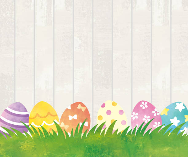 부활절 정원 - decoration eggs leaf easter stock illustrations