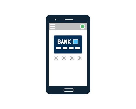 Smartphone on the internet paying online with a debit bank card or a credit card vector illustration