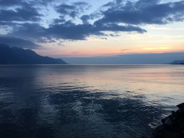 istock Geneva lake at sunset 1208675754