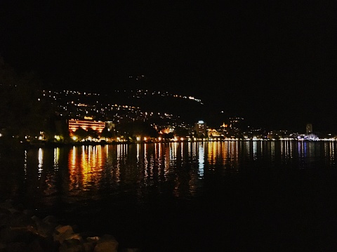 Geneva lake at night