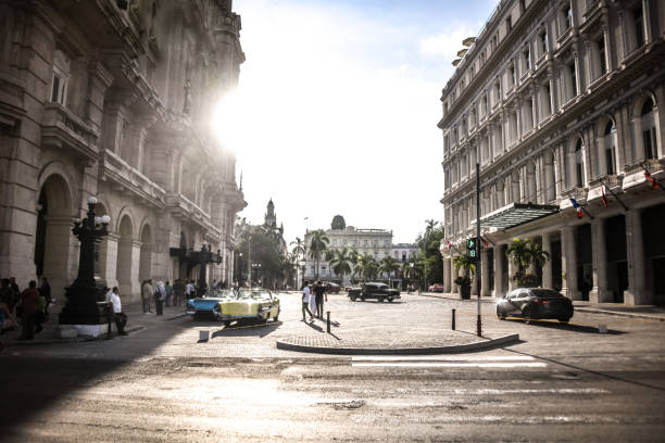 A Bustling Street In Havana, Cuba