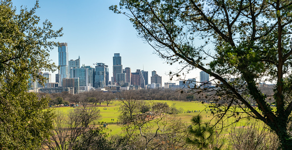 Panoramic View of The Austin Skyline With Zilker Park in the Foreground