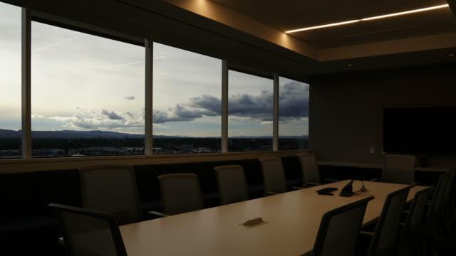 Empty corporate conference room in 4k time lapse
