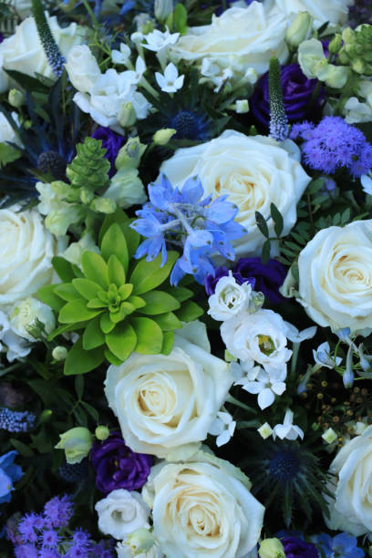 istock White and blue flower arrangement for a wedding 1208682924