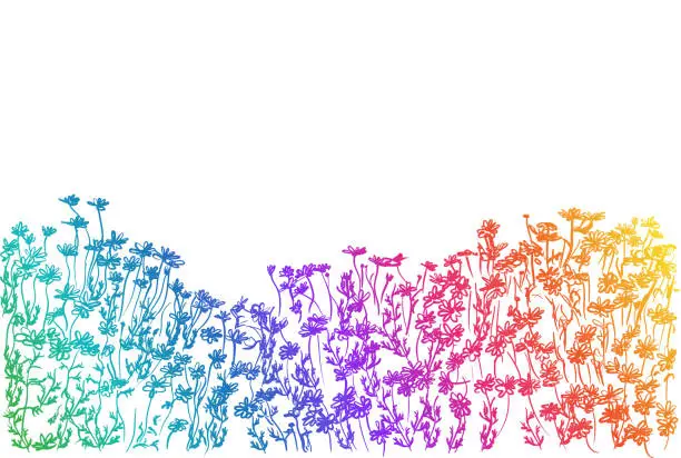 Vector illustration of Flowerbed Background Rainbow
