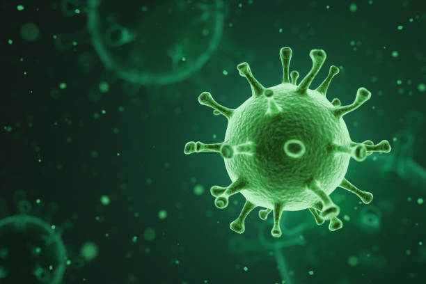 virus patogeni che causano infezioni nell'organismo ospite, epidemia di malattia virale, illustrazione 3d - living organism part foto e immagini stock