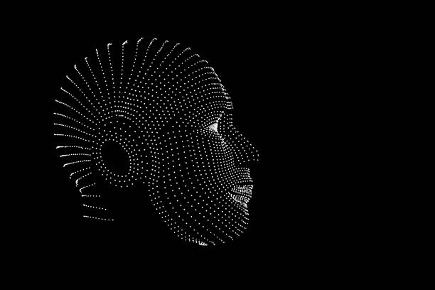 oświetlona głowa robota, symbolizująca znaczenie sztucznej inteligencji - art brain contemplation cyborg zdjęcia i obrazy z banku zdjęć