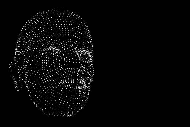 testa illuminata di robot, che simboleggia il significato dell'intelligenza artificiale - art brain contemplation cyborg foto e immagini stock
