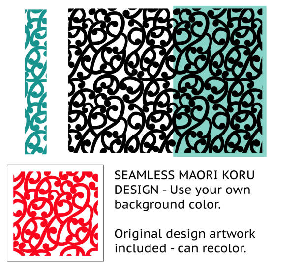 Stylised Maori Koru Seamless background Pattern Stylised Maori Koru Seamless background Pattern - Easy to change color koru pattern stock illustrations