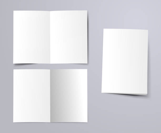 blank a4 folded paper blank a4 folded paper invitation brochure template mockup magazine templates stock illustrations