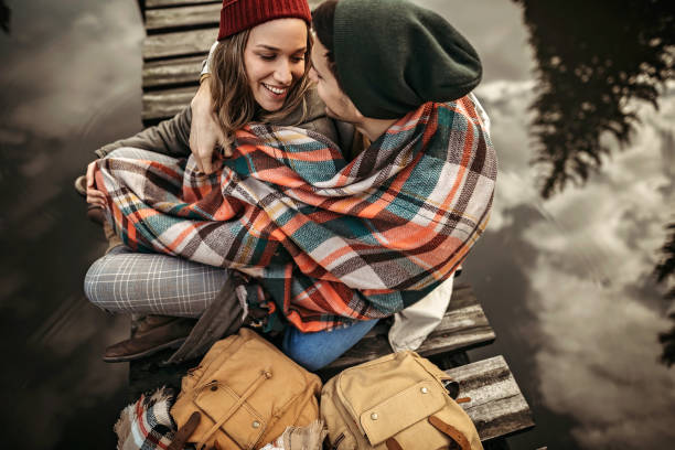 понял - couple autumn embracing bridge стоковые фото и изображения