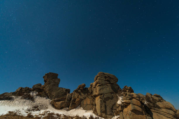 Snow mountain under the starry sky