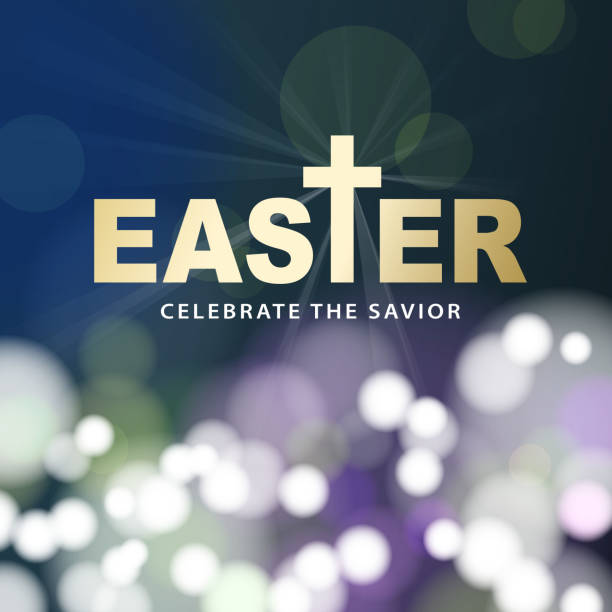 Easter Sparkling Lights Background The Easter celebration for the resurrection of Jesus Christ with gold colored typography on sparkling lights background easter sunday stock illustrations