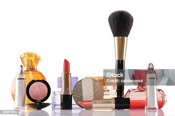 Perfume And Makeup Beauty Concept Stock Photo - Download Image Now - Make-Up, Lipstick, Perfume
