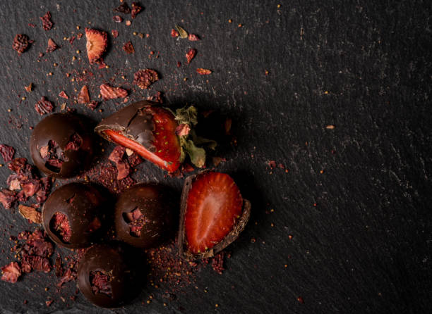 istock Handmade dried strawberry Belgian chocolates 1208702961