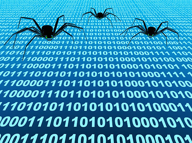 Internet bugs Penetration into a computer of a virus from Internet robot spider stock pictures, royalty-free photos & images