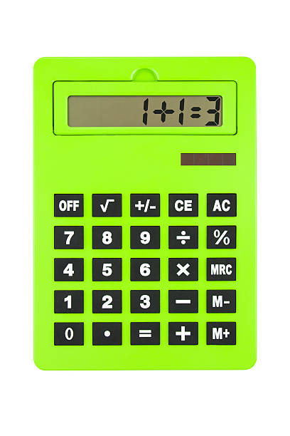 Green Calculator showing Wrong paradox Calculation, on White stock photo