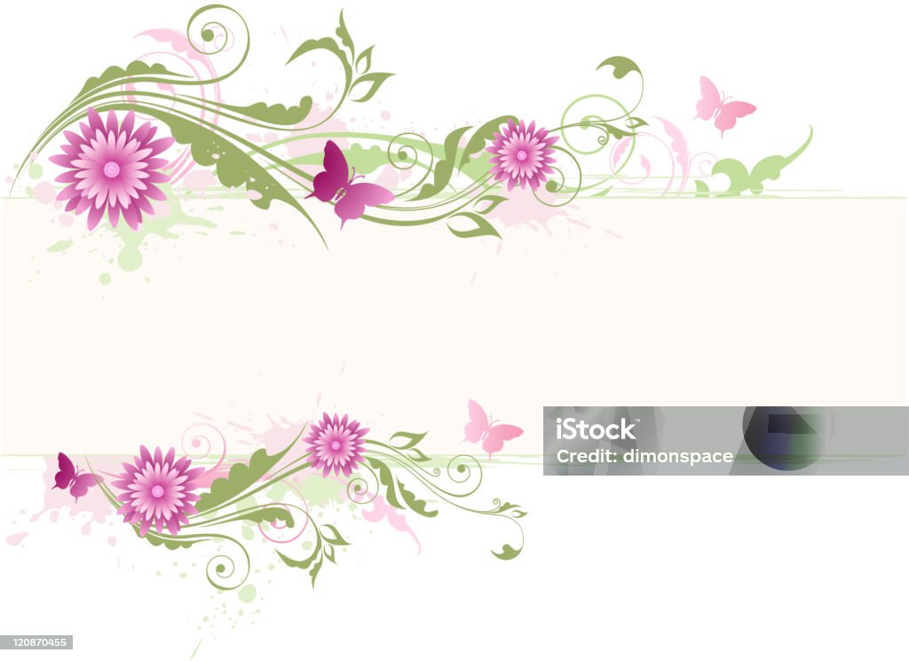 Grün floral Hintergrund mit Rosa Blumen - Lizenzfrei Blume Vektorgrafik