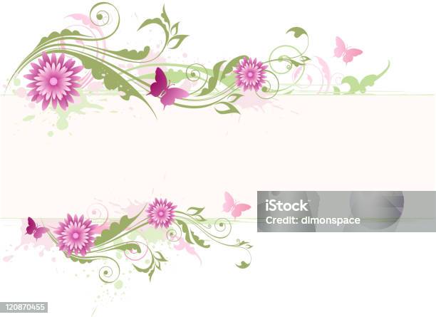 Grün Floral Hintergrund Mit Rosa Blumen Stock Vektor Art und mehr Bilder von Blume - Blume, Blume aus gemäßigter Klimazone, Farbbild