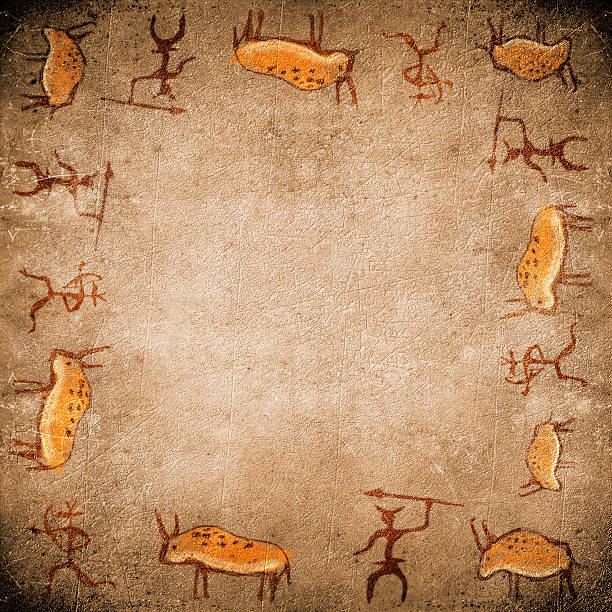 istock prehistoric painting square background 120870497