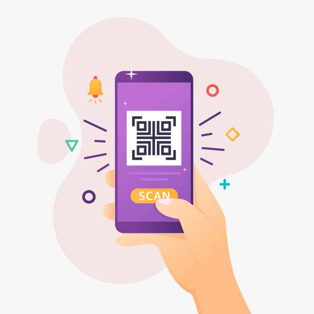 People use smartphone to QR code scanning People use smartphone to QR code scanning for payment and everything design concept bar code reader stock illustrations