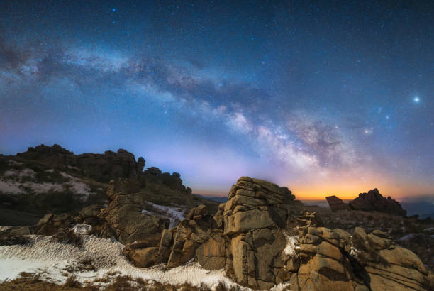 istock The Milky Way spans the mountains 1208709282