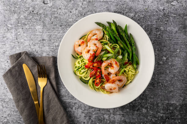 istock zucchini noodles with prawns flatlay 1208710142
