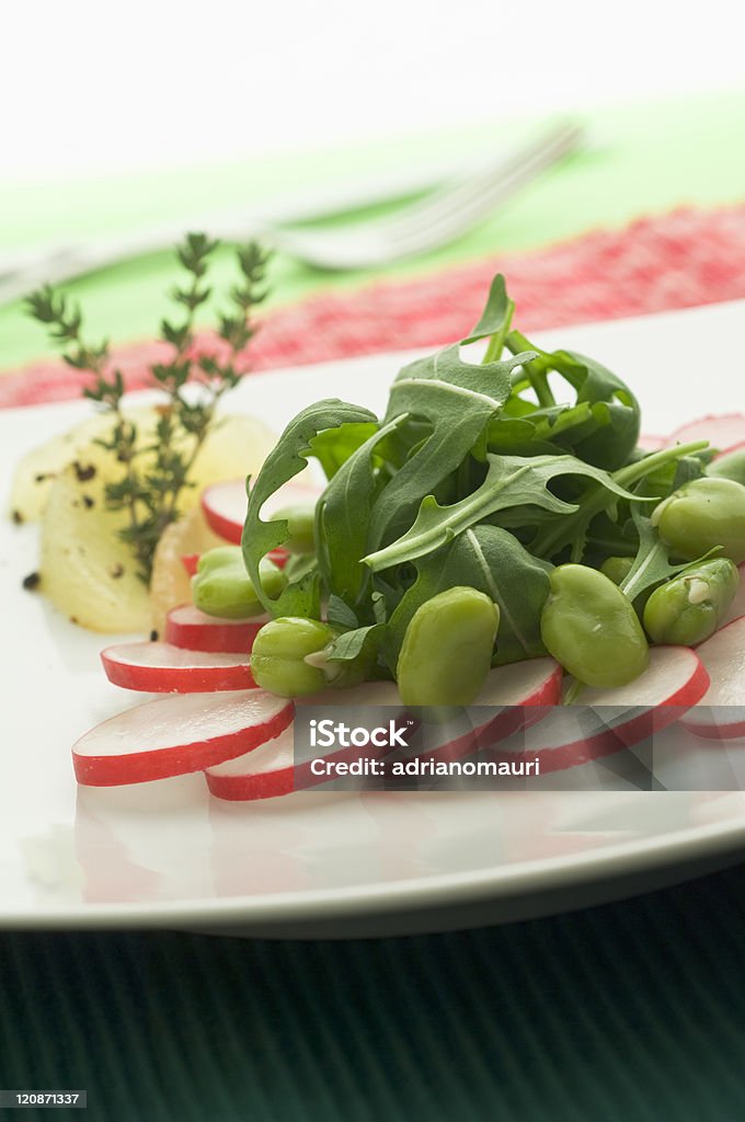 Salad Salad with rucola broad beans and radish Arugula Stock Photo