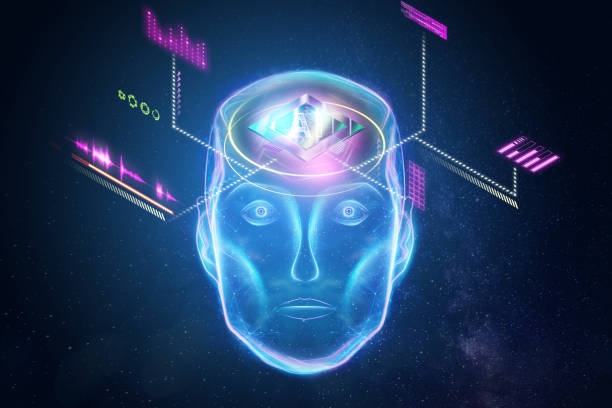 istock CPU, GPU processor in the head of artificial intelligence, new technologies, the symbiosis of man and technology, fast information processing. Copy space 3D render, 3D illustration. 1208716783